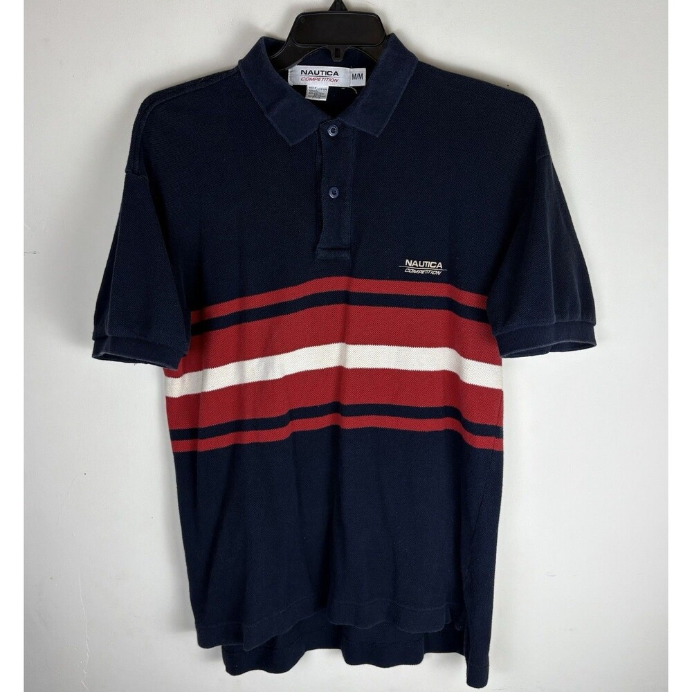Vintage 90s Nautica Competition Polo Shirt / Color Block / Size Medium